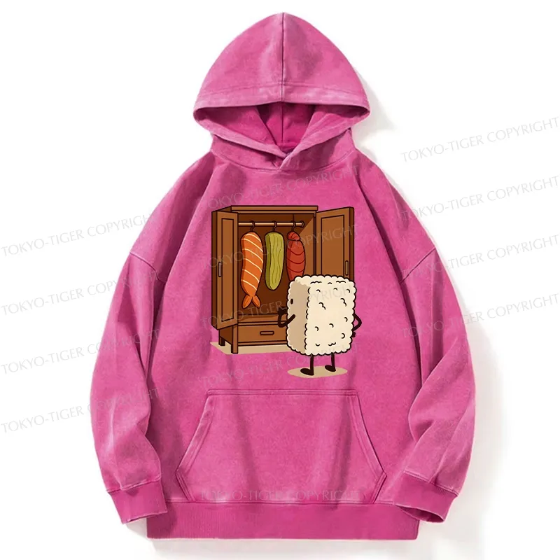 Tokyo-Tiger Sushi Pick Out Clothes Washed Hoodie