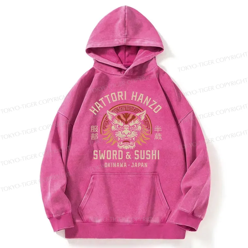 Tokyo-Tiger Hattori Lion Japanese Samurai Washed Hoodie