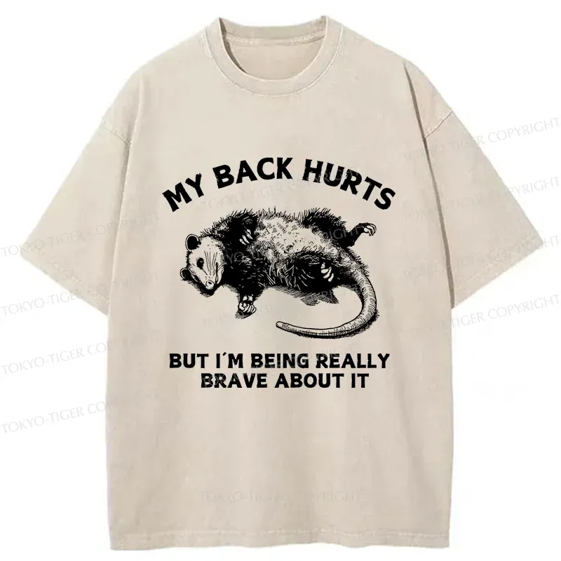 Tokyo-Tiger Opossum Lying Down Washed T-Shirt