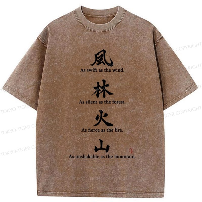 Tokyo-Tiger Wind Forest Fire Mountain Kanji Washed T-Shirt