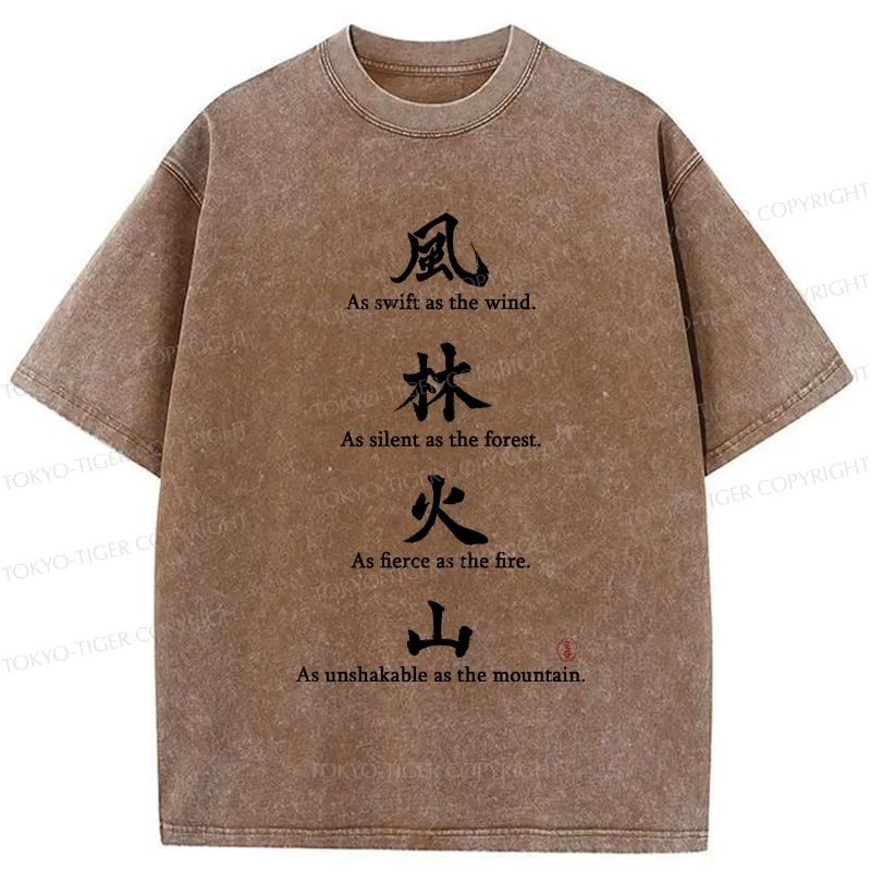 Tokyo-Tiger Wind Forest Fire Mountain Kanji Washed T-Shirt