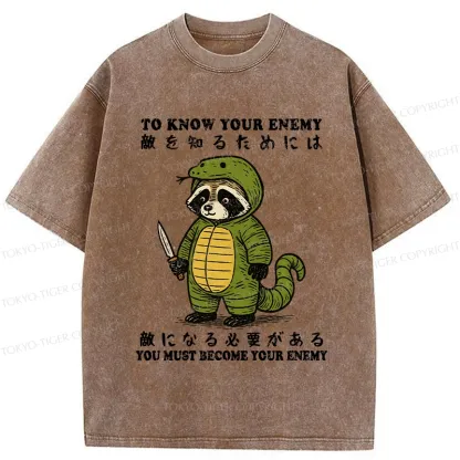 Tokyo-Tiger Raccoon Disguised As Enemy Washed T-Shirt