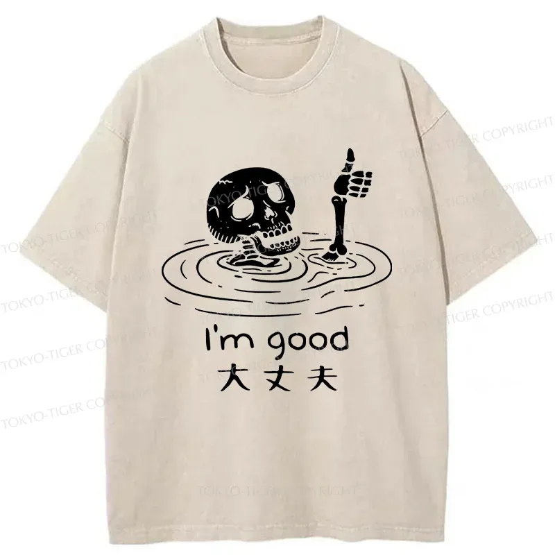 Tokyo-Tiger Drowned Skeleton Washed T-Shirt