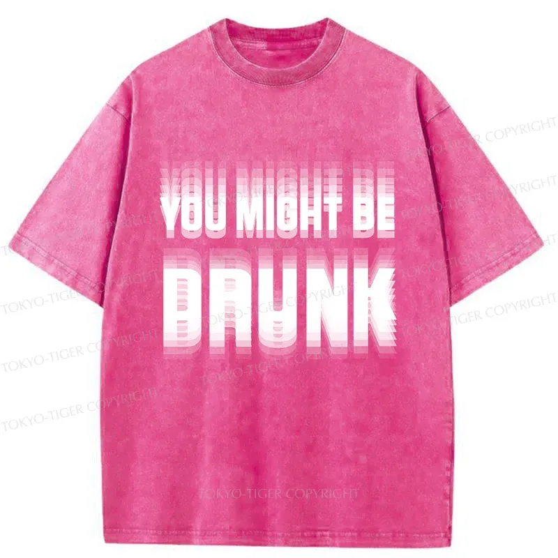 Tokyo-Tiger Drunk Text Washed T-Shirt