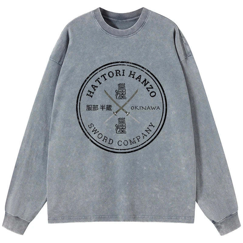 Tokyo-Tiger Hattori Hanzo Sword Company Washed Long Sleeve T-Shirt