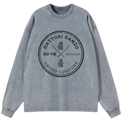 Tokyo-Tiger Hattori Hanzo Sword Company Washed Long Sleeve T-Shirt