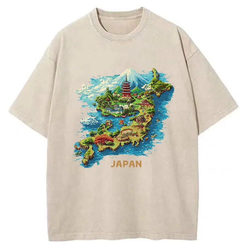 Tokyo-Tiger Funny Japanese Map Washed T-Shirt
