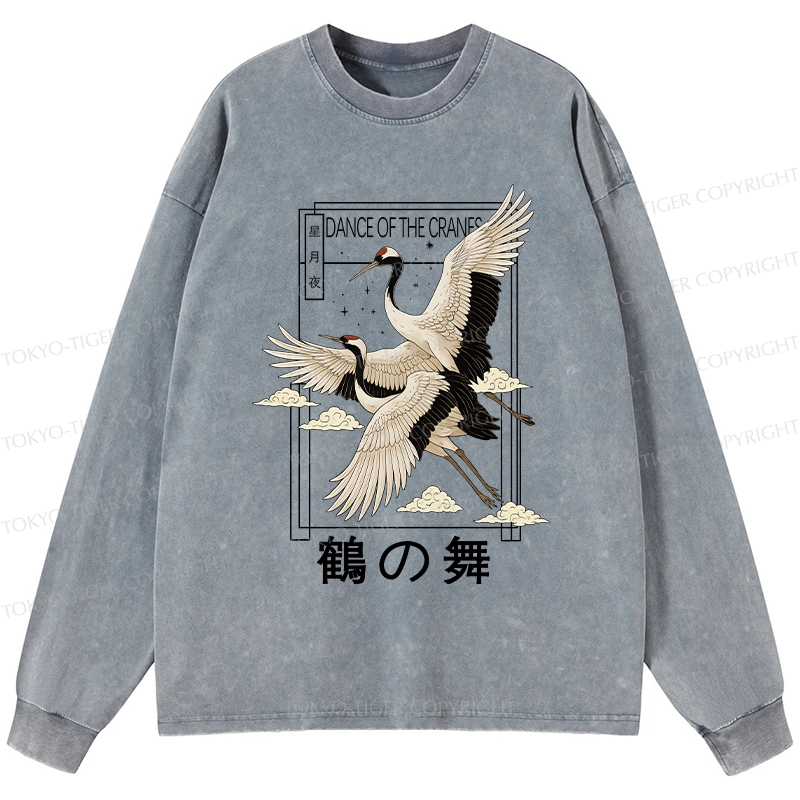 Tokyo-Tiger Dance Of The Cranes Washed Long Sleeve T-Shirt