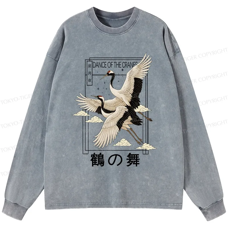 Tokyo-Tiger Dance Of The Cranes Washed Long Sleeve T-Shirt