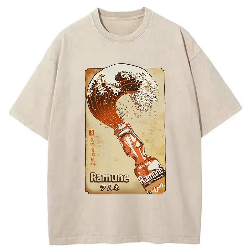 Tokyo-Tiger Japanese Ramune Soda Washed T-Shirt