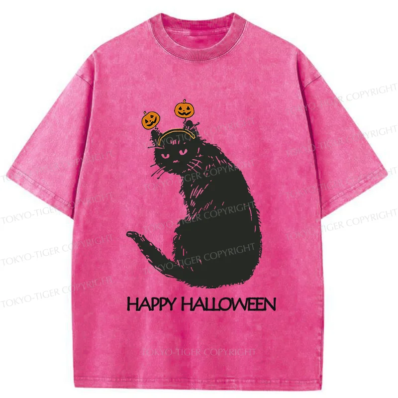 Tokyo-Tiger Halloween Cat Washed T-Shirt