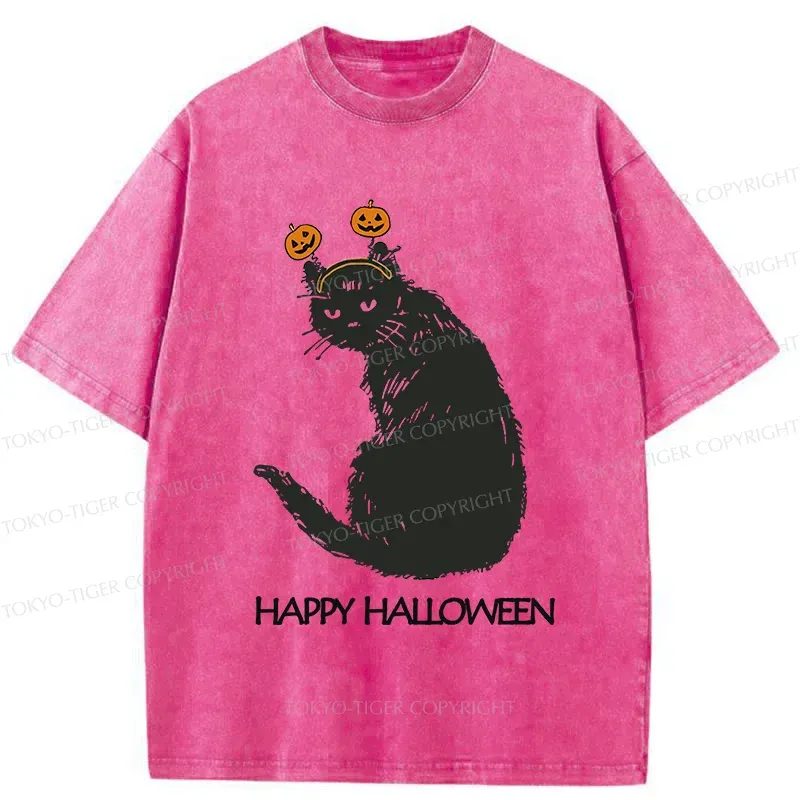 Tokyo-Tiger Halloween Cat Washed T-Shirt