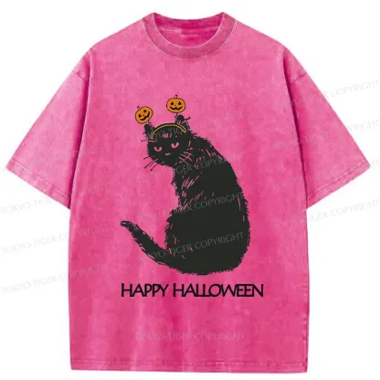 Tokyo-Tiger Halloween Cat Washed T-Shirt