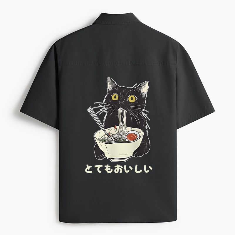 Tokyo-Tiger Cats Eat Ramen Noodles Work Shirt