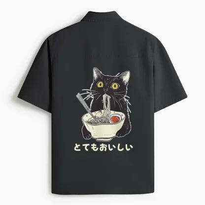 Tokyo-Tiger Cats Eat Ramen Noodles Work Shirt