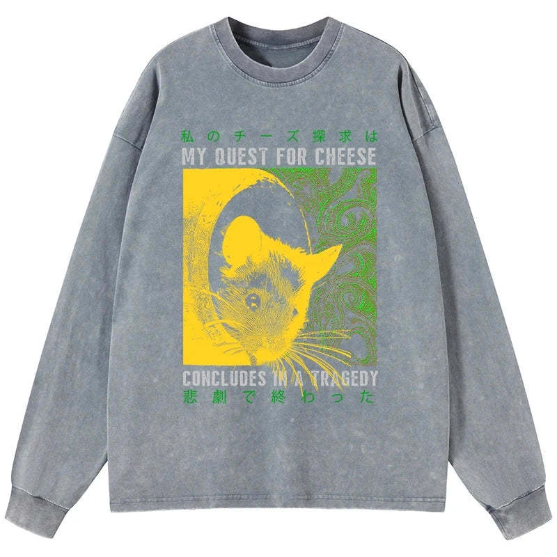 Tokyo-Tiger Mouse Has A Passion For Cheese Washed Long Sleeve T-Shirt Sale