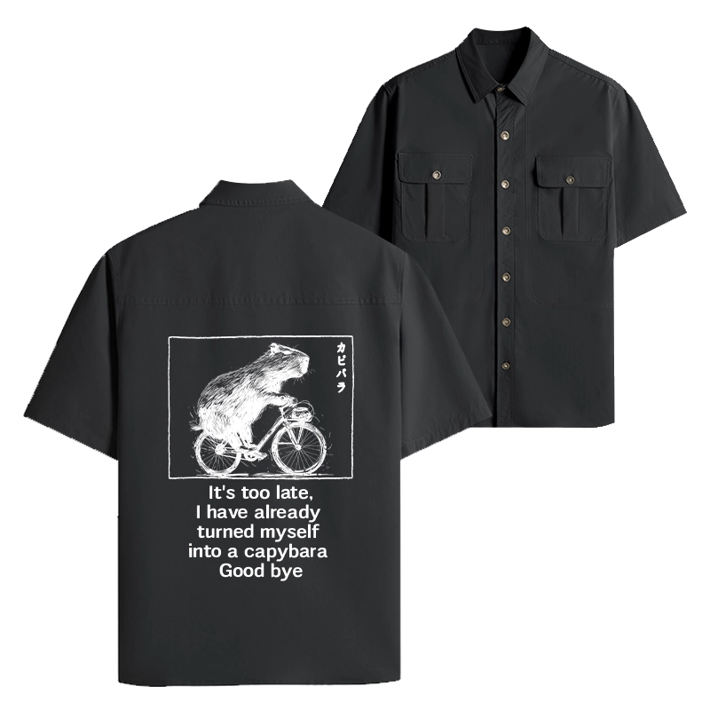 Tokyo-Tiger Funny Capybara Riding A Bicycle Work Shirt