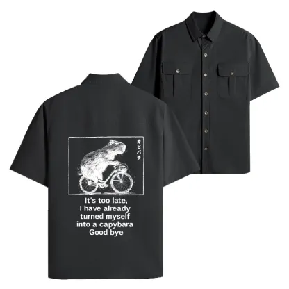 Tokyo-Tiger Funny Capybara Riding A Bicycle Work Shirt