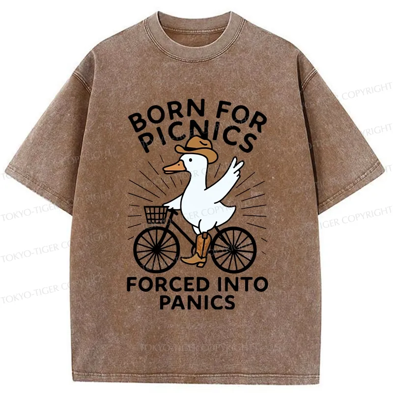 Tokyo-Tiger Born For Picnics Funny Washed T-Shirt
