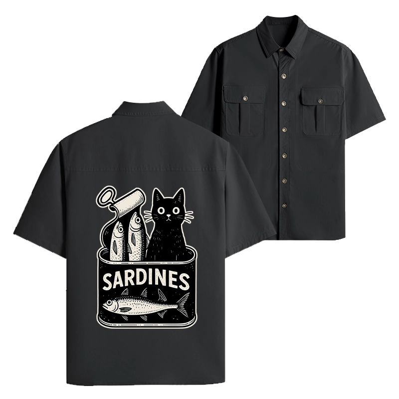 Tokyo-Tiger Cat And Canned Fish Work Shirt