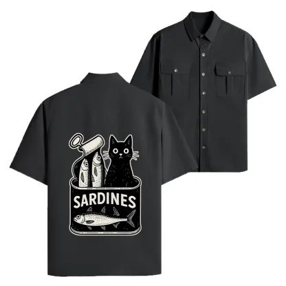 Tokyo-Tiger Cat And Canned Fish Work Shirt