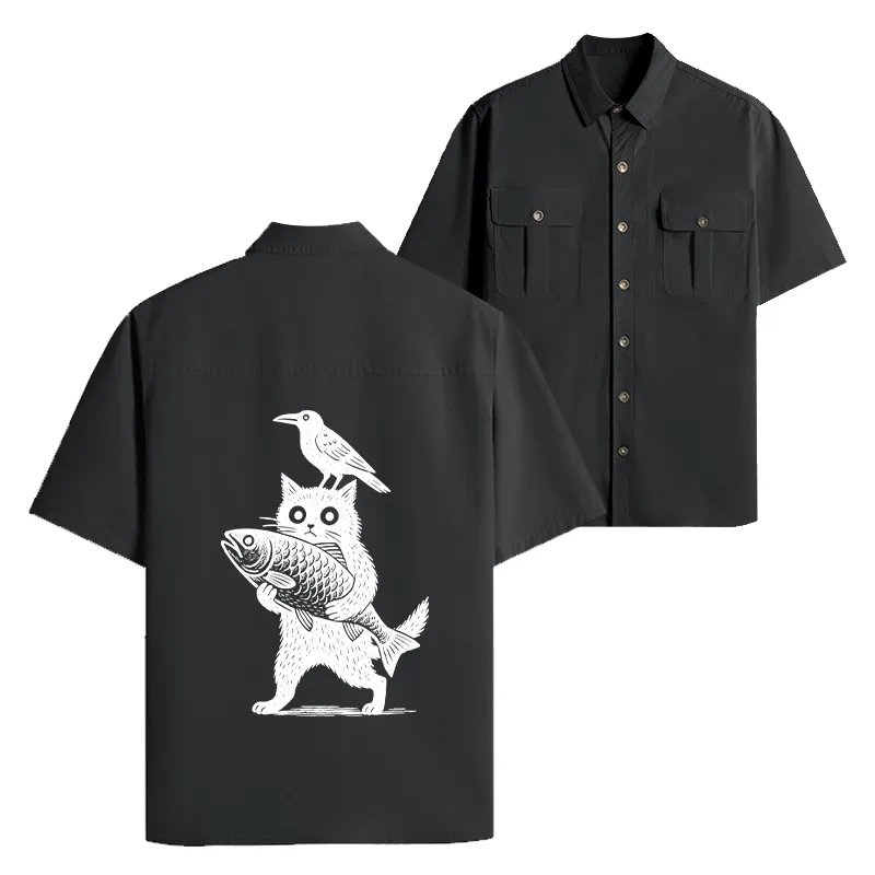 Tokyo-Tiger Black Animals Funny Work Shirt