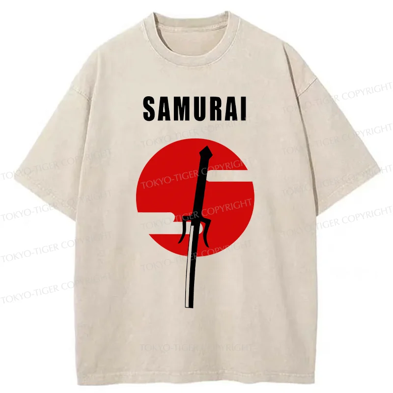 Tokyo-Tiger Samurai Sword Washed T-Shirt