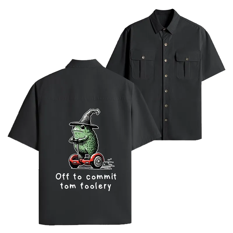 Tokyo-Tiger Frog Riding A Balance Scooter Work Shirt