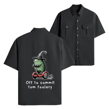Tokyo-Tiger Frog Riding A Balance Scooter Work Shirt