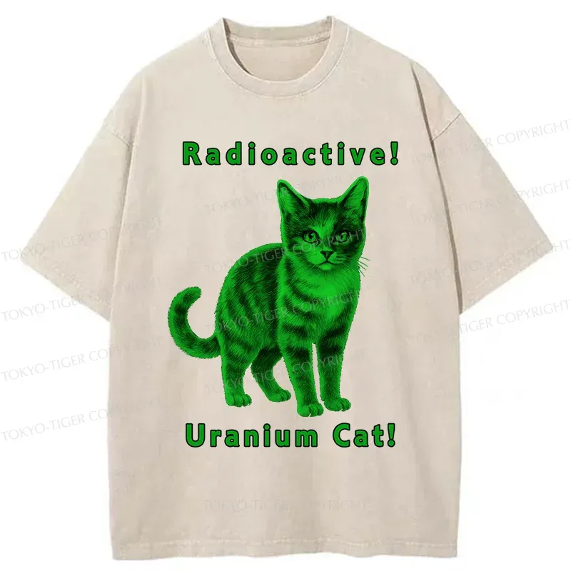 Tokyo-Tiger Green Pollution Cat Washed T-Shirt