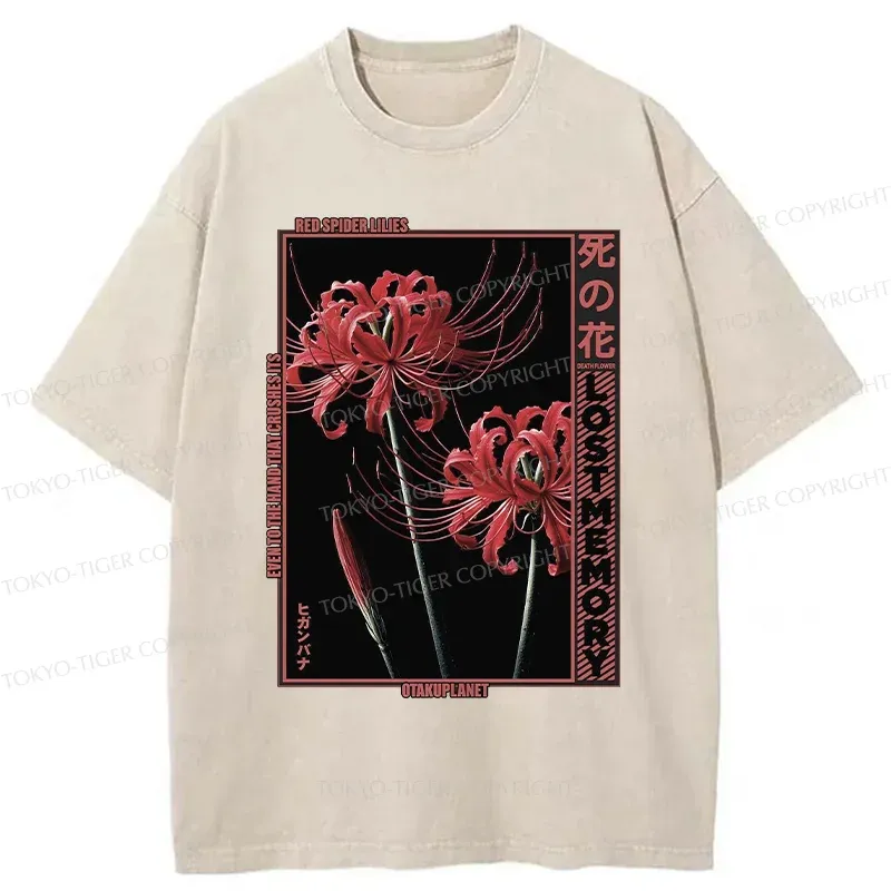 Tokyo-Tiger Red Spider Lily Washed T-Shirt