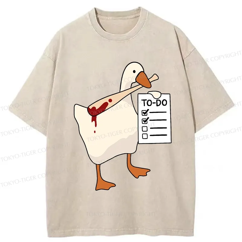 Tokyo-Tiger Task Slayer Goose Funny Washed T-Shirt