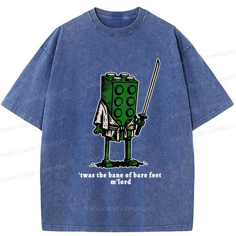Tokyo-Tiger Funny Building Blocks Samurai Washed T-Shirt