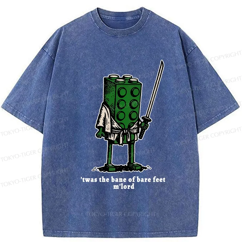 Tokyo-Tiger Funny Building Blocks Samurai Washed T-Shirt
