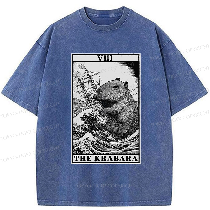 Tokyo-Tiger Capybara Destroyers In The Waves Washed T-Shirt