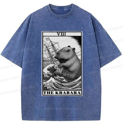 Tokyo-Tiger Capybara Destroyers In The Waves Washed T-Shirt