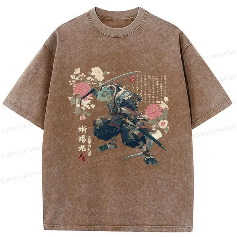 Tokyo-Tiger Lizard Samurai Washed T-Shirt