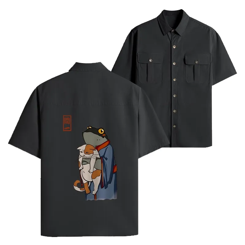 Tokyo-Tiger The Frog Holds The Cat Work Shirt