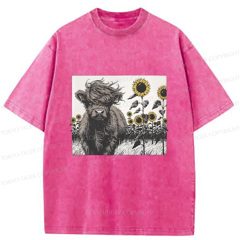 Tokyo-Tiger Cow In The Wind Washed T-Shirt
