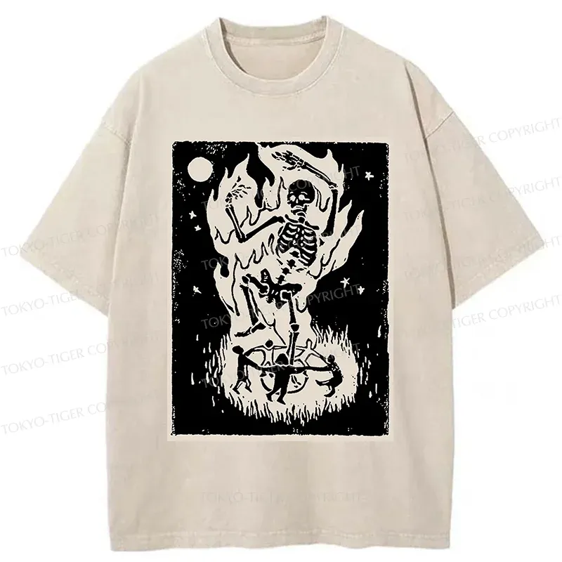 Tokyo-Tiger Summon Skeleton Washed T-Shirt