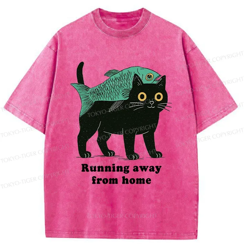 Tokyo-Tiger Runaway Cat Washed T-Shirt