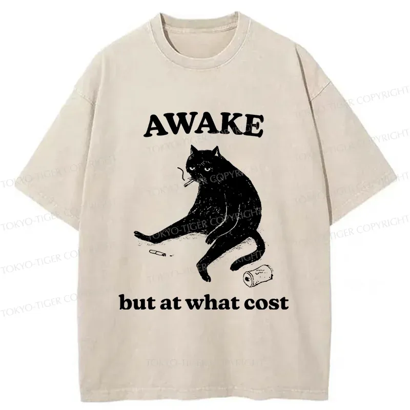 Tokyo-Tiger Decadent Smoking Cat Washed T-Shirt
