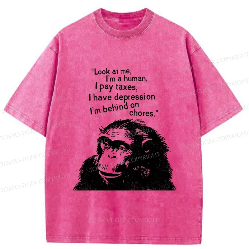 Tokyo-Tiger Stressed Monkey Washed T-Shirt