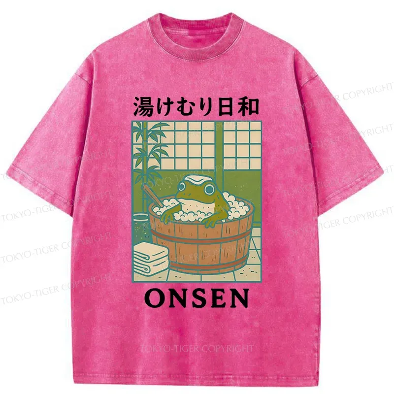 Tokyo-Tiger Frog Taking A Bath Japan Washed T-Shirt