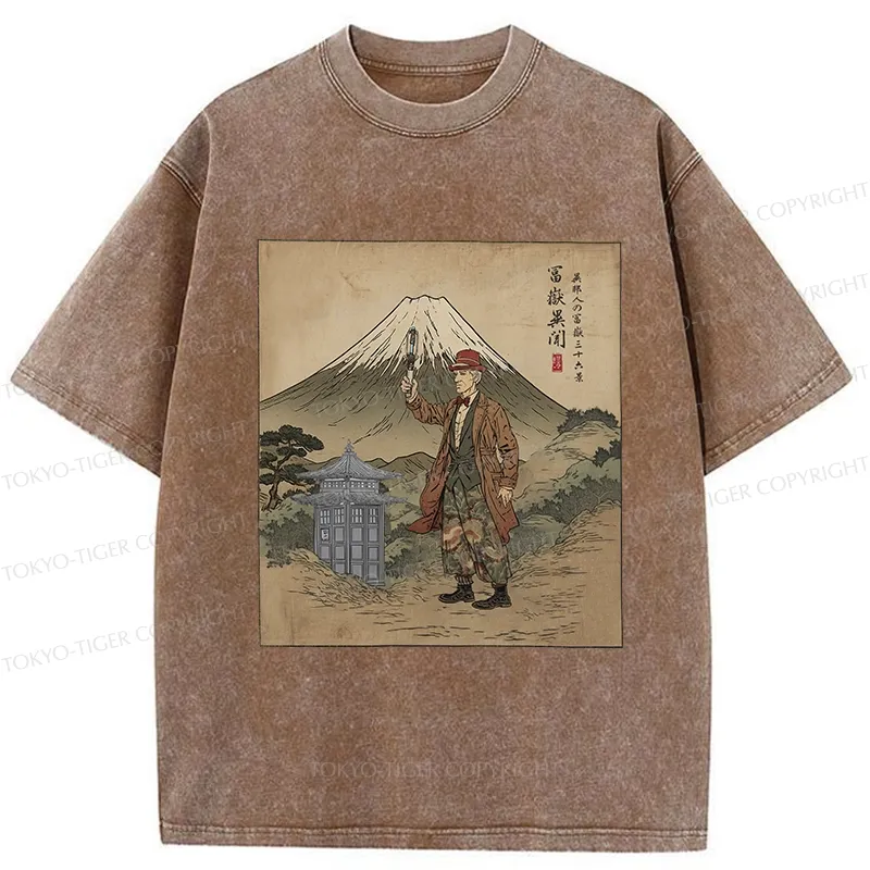 Tokyo-Tiger The Gentleman Who Encountered Mount Fuji Washed T-Shirt