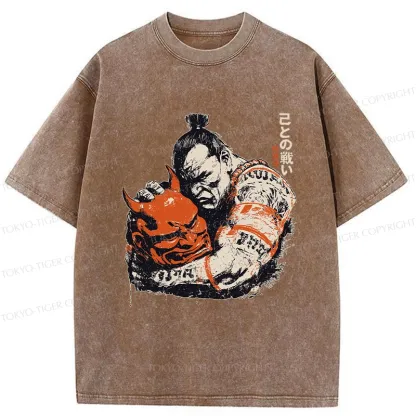 Tokyo-Tiger Battle With Oneself Washed T-Shirt