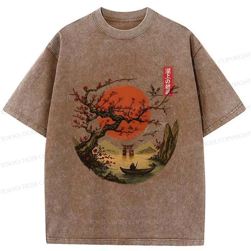 Tokyo-Tiger Japanese Tranquil Scenery Washed T-Shirt