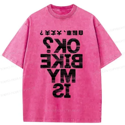 Tokyo-Tiger Cycling Funny Washed T-Shirt
