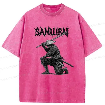 Tokyo-Tiger Retro Samurai Washed T-Shirt