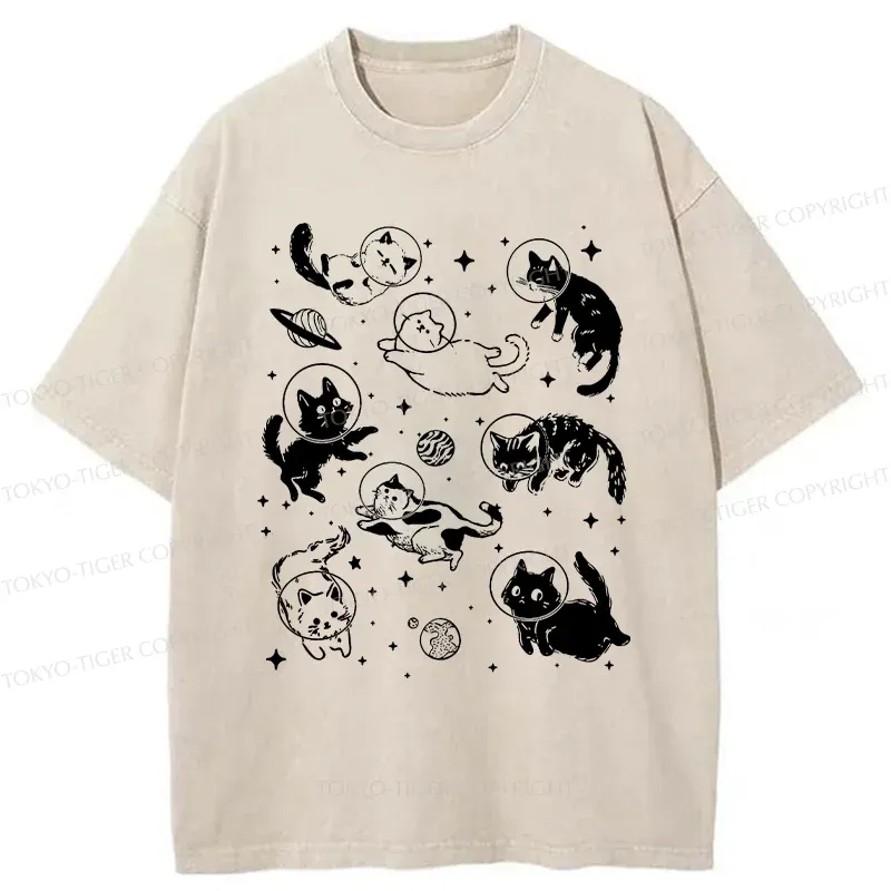 Tokyo-Tiger Space Cat Washed T-Shirt